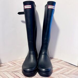 Hunter Original Tall Matte Black Rubber Waterproof Rain Boots 7M 8F Wellies